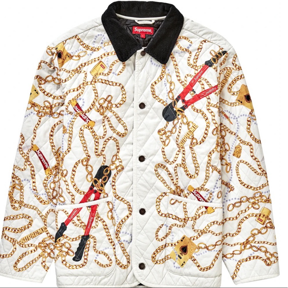 Supreme Chains Quilted Jacket White (FW20)